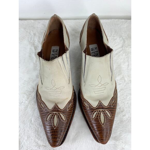 Vintage Nine West Brown Two-Tone Western Booties Women’s Size 7.5 - Picture 8 of 8